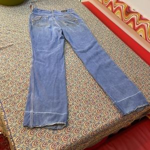 Size 30 vintage boiler-room de choix distressed wide leg denim jeans 1980s